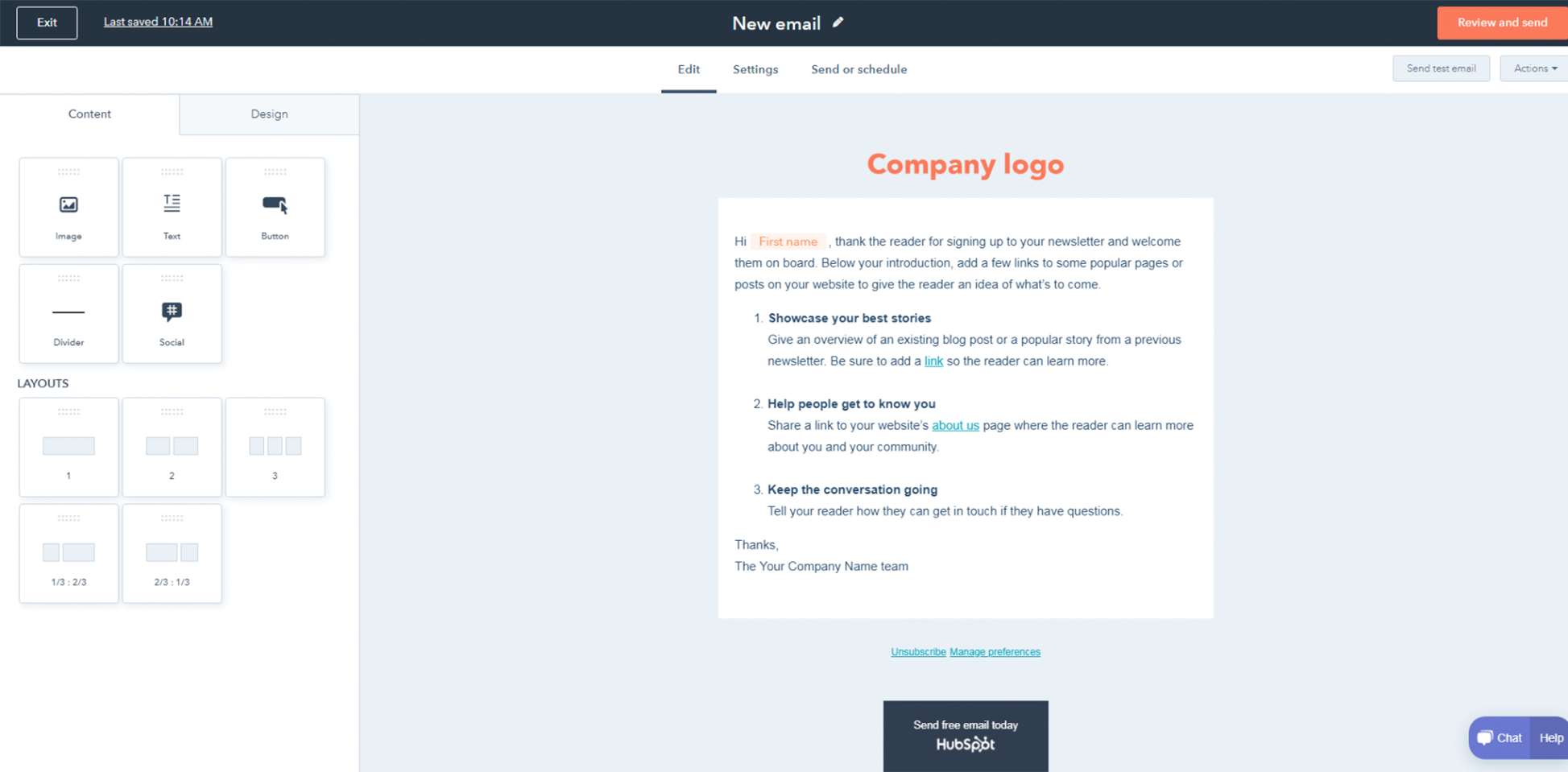 HubSpot drag-n-drop designer tool