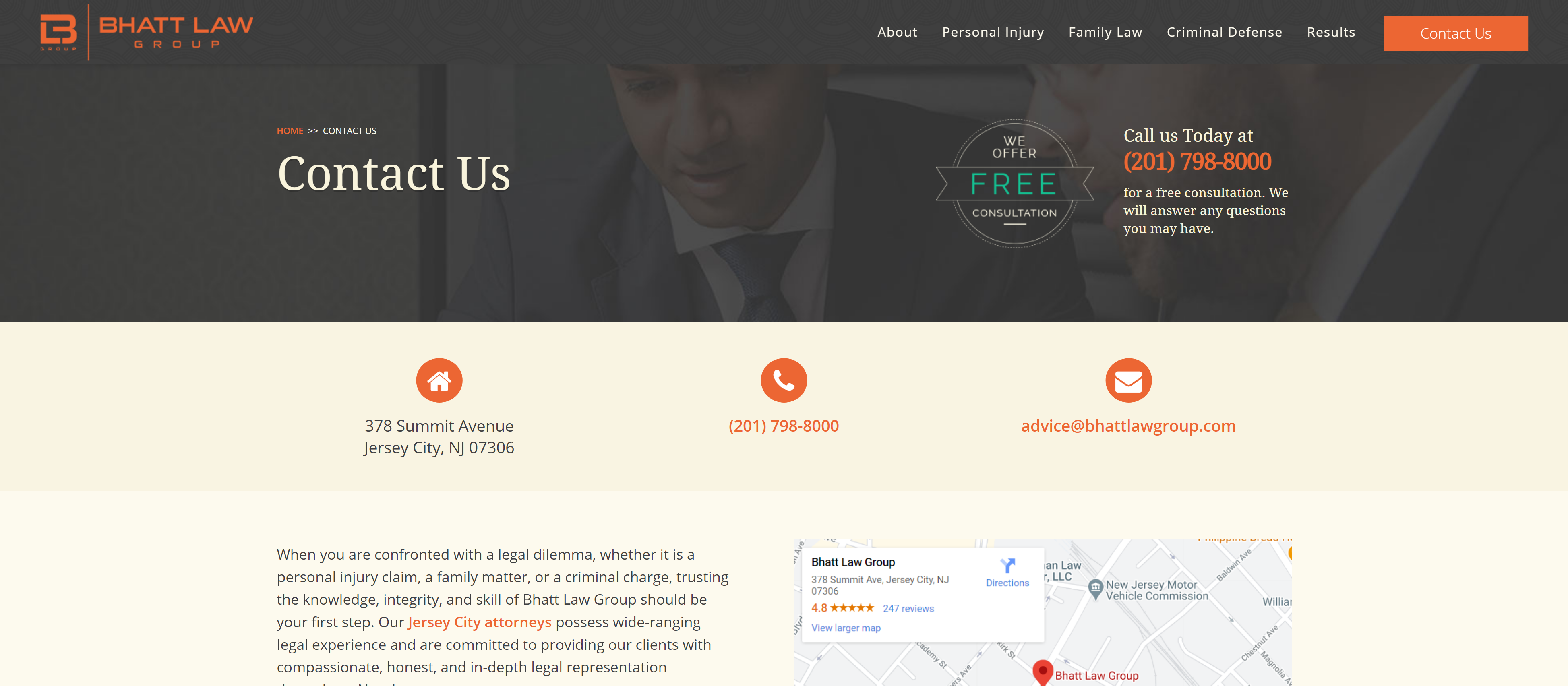 The pages of your lawyer website should include multiple contact points for your clients
