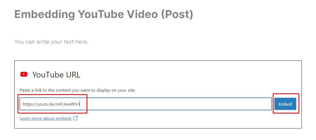 Add video URL