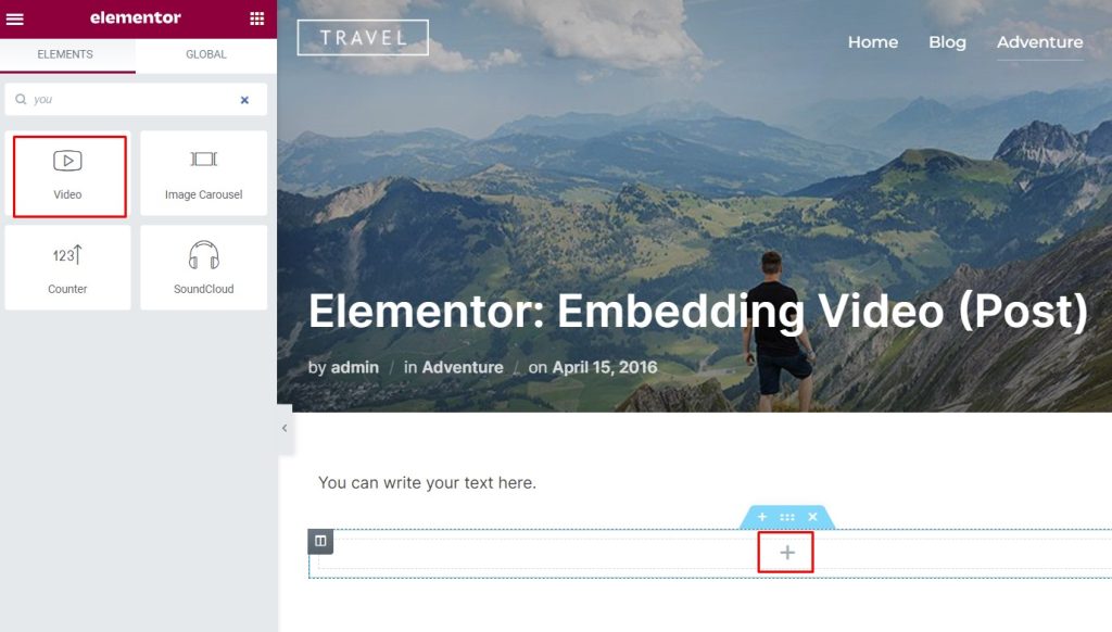 Video Widget in Elementor