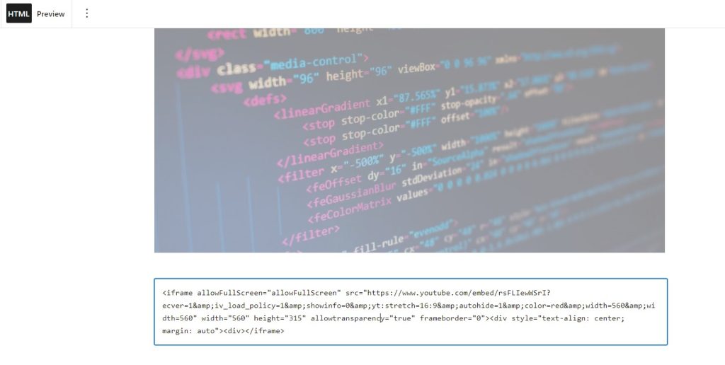 Insert code: Block editor