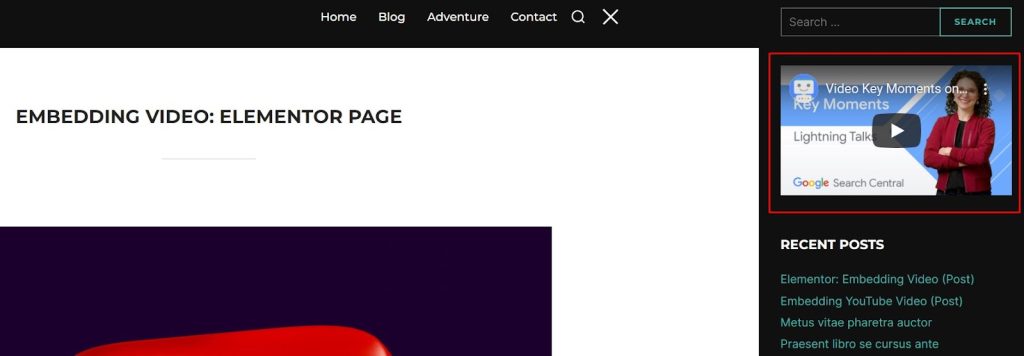 View video in the sidebar