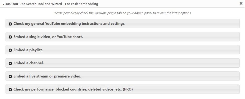 Embed Plus plguin embed video options