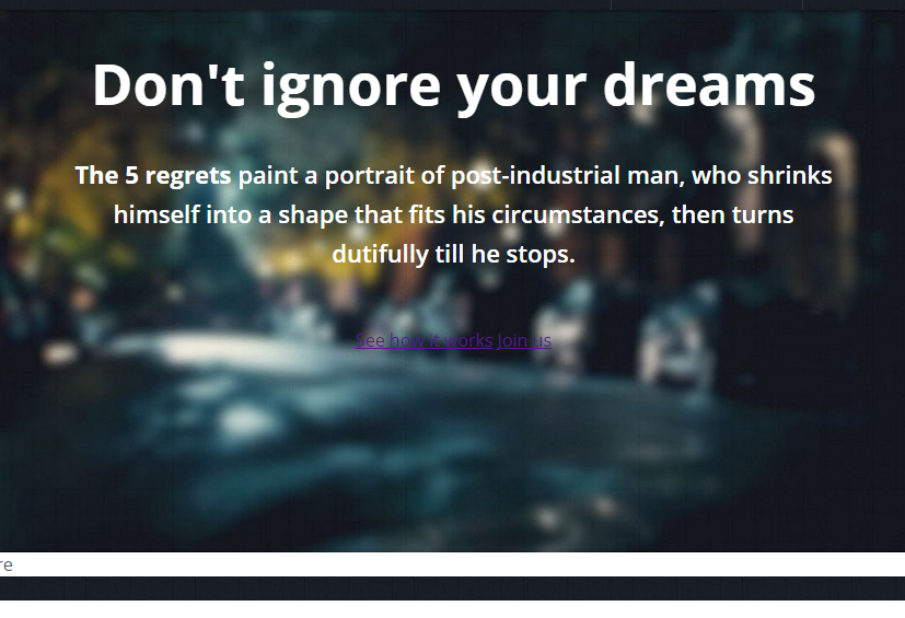 Don'tignore your dreams hero section