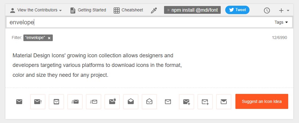 Search for the icon