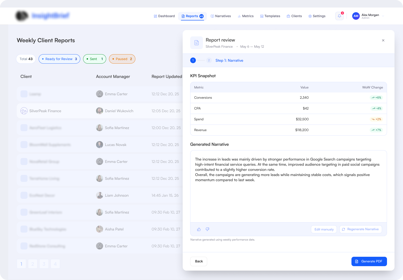 Automated client reporting for marketing agencies